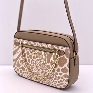 Michael Kors Large EW Zip Chain Crossbody Bag Camel color with real calf